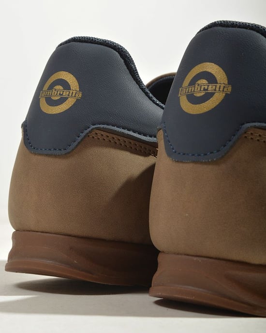 Lambretta Tackle Heren Taupe/Navy Sneakers - Image 4