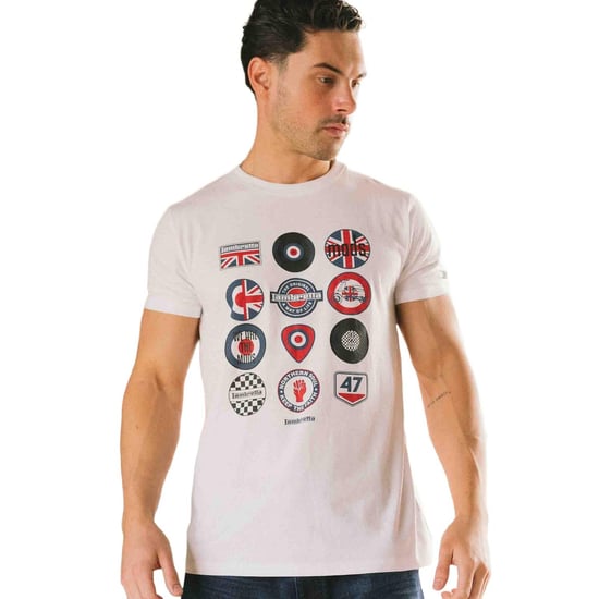Lambretta Unisex Volwassen Katoenen Badge T-Shirt (Wit) - Image 3