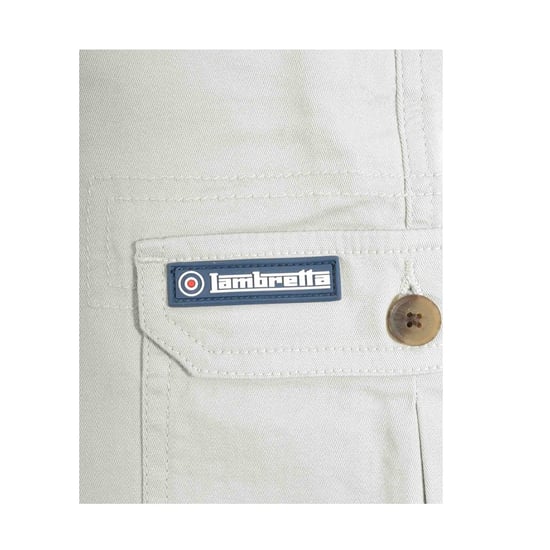 Lambretta Heren Rubberized Logo Cargo Shorts (Havermout) - Image 3