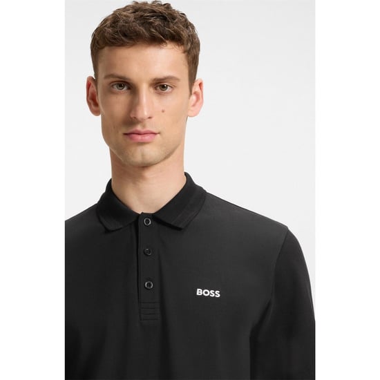 Men's Boss Hbg Plisy Long Sleeve Polo in Black 009 - Image 4
