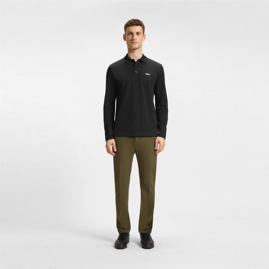 Men's Boss Hbg Plisy Long Sleeve Polo in Black 009 - Image 5