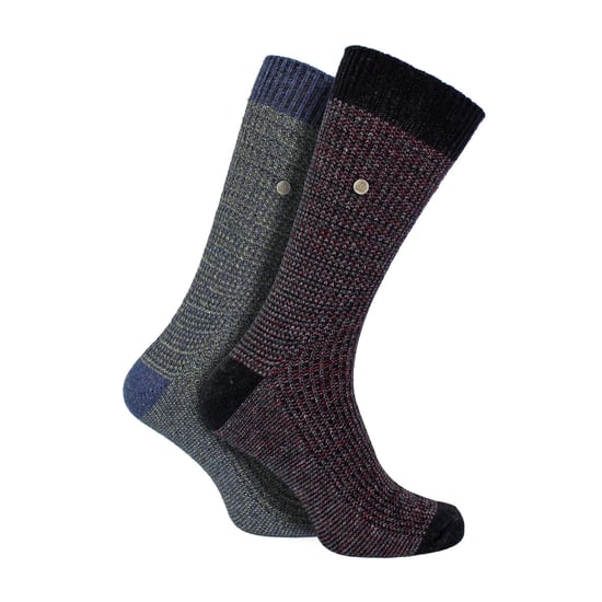 2-Pack Heren Casual Ribbelkatoenen Dress Socks | Middelzware Vierkante Breisokken - Image 1