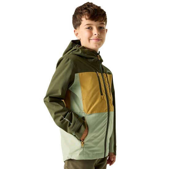 Regatta Highton Monochrome Waterdichte Jas voor Kinderen/Kinderen (Donker Khaki/Bosbruin/Licht salie) - Image 4
