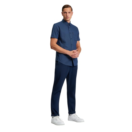 Ben Sherman Heren Mono Geoshirt (Schemer Denim) - Image 4