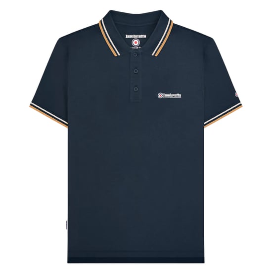 Lambretta Heren SS25 Twin Tip Poloshirt (Marine/Ashout/Tabak) - Image 1
