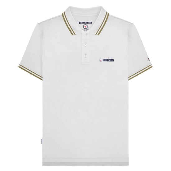 Lambretta Heren SS25 Twin Tip Poloshirt (Wit/Cashew) - Image 1