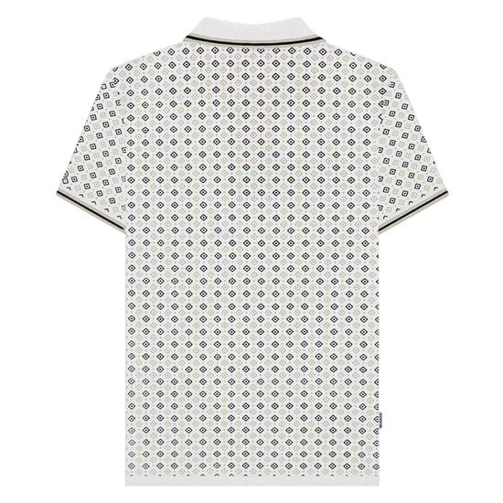 Lambretta Heren SS25 Geometrisch Poloshirt (Wit/Navy/Cashew) - Image 2