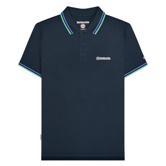 Lambretta Heren SS25 Twin Tip Poloshirt (Marineblauw/Cameo) - Image 1