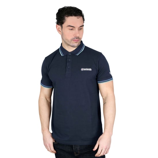 Lambretta Heren SS25 Twin Tip Poloshirt (Marineblauw/Cameo) - Image 3