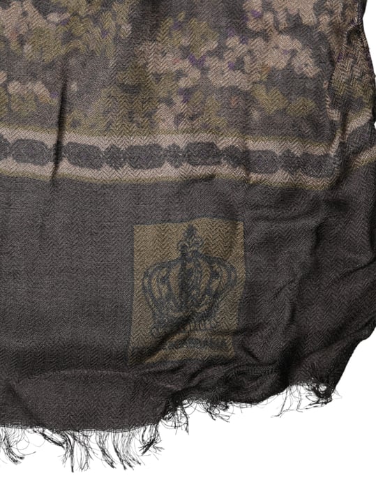 Dolce & Gabbana Bruin Camouflage Modal Mannen Sjaal Schal - Image 3