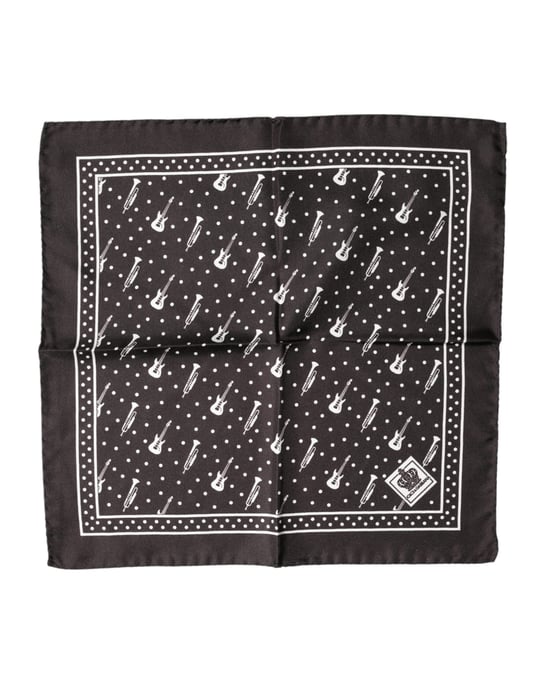 Dolce & Gabbana Zwarte Gitaar Trompet Heren Zakdoek Sjaal - Image 2