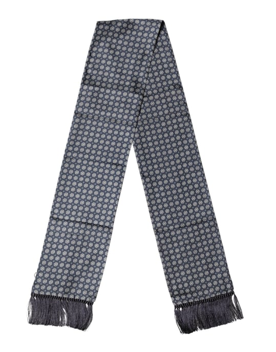 Dolce & Gabbana Blauwe Patroon Franje Hals Foulard Sjaal - Image 2