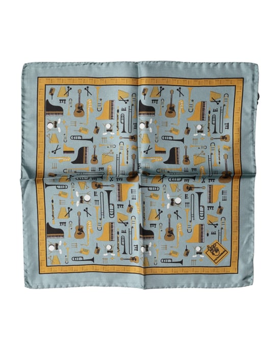 Dolce & Gabbana Blauwe Jazz Club Vierkante Zakdoek Sjaal - Image 1