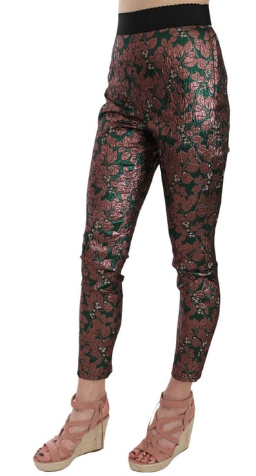 Dolce & Gabbana Multikleur Iriserende Brokaat Jacquard Broek Crop Pants - Image 3