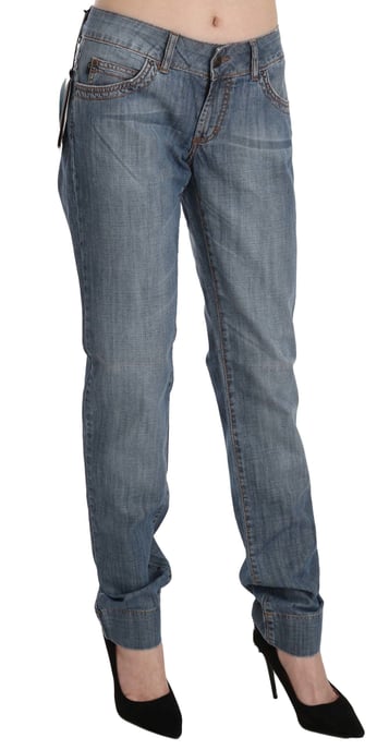 Just Cavalli Blauwe Gewassen Katoenen Lage Taille Slim Fit Jeans - Image 2