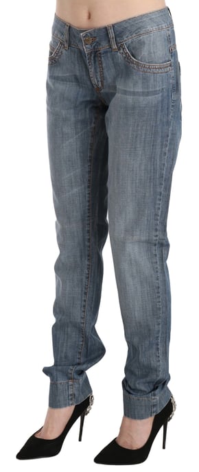 Just Cavalli Blauwe Gewassen Katoenen Lage Taille Slim Fit Jeans - Image 3