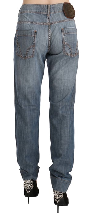 Just Cavalli Blauwe Gewassen Katoenen Lage Taille Slim Fit Jeans - Image 4