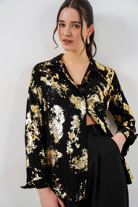 Oversized gestreepte blouse met knopen - Image 1
