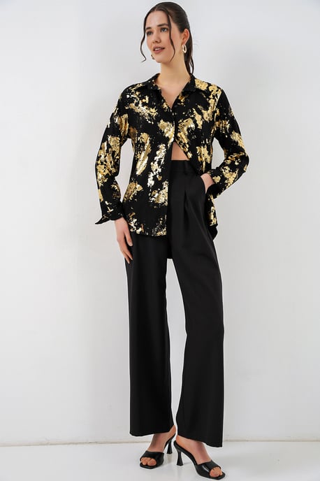 Oversized gestreepte blouse met knopen - Image 2