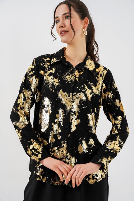 Oversized gestreepte blouse met knopen - Image 3