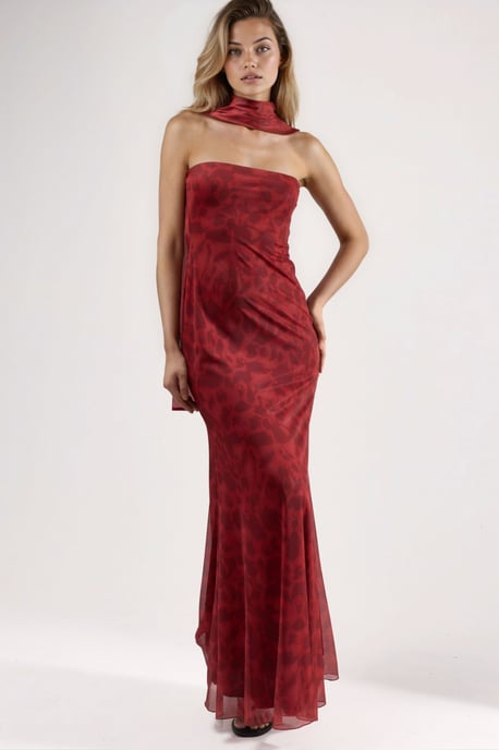 Strapless Bloemen Bodycon Maxi Jurk - Image 1