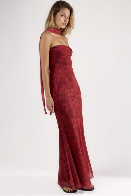 Strapless Bloemen Bodycon Maxi Jurk - Image 2