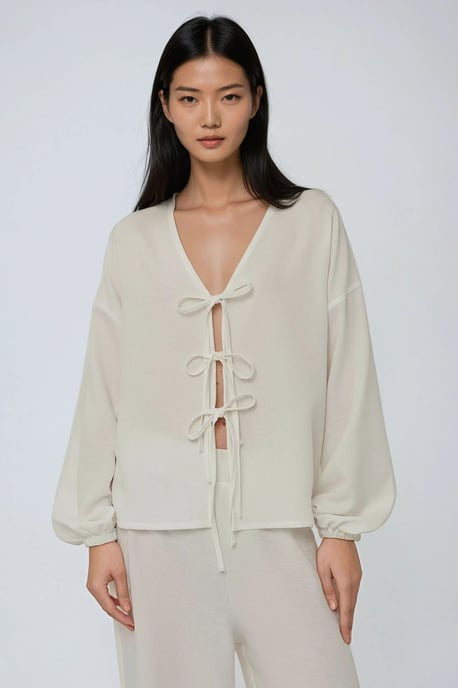 Ontspannen Pasvorm Blouse met Strikdetail - Image 1