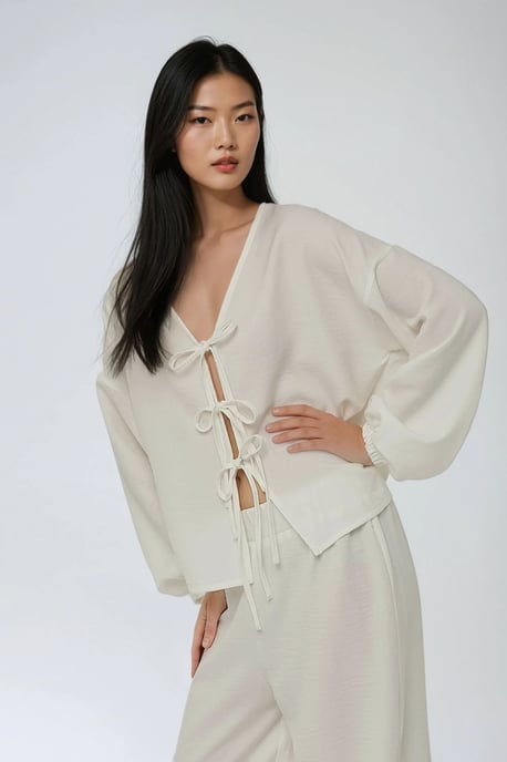 Ontspannen Pasvorm Blouse met Strikdetail - Image 2