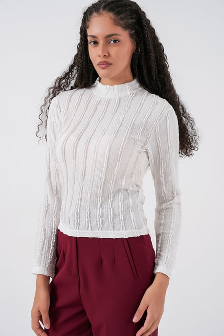 Gestructureerde Slanke Pasvorm Halve Colblouse - Image 1