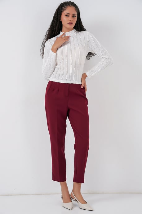 Gestructureerde Slanke Pasvorm Halve Colblouse - Image 2