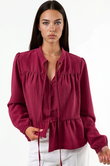 Langemouwen Tippet Kragen Blouse - Image 1