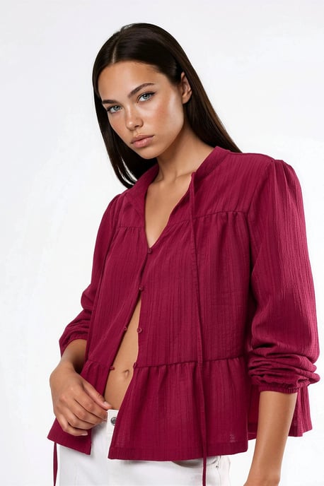 Langemouwen Tippet Kragen Blouse - Image 2