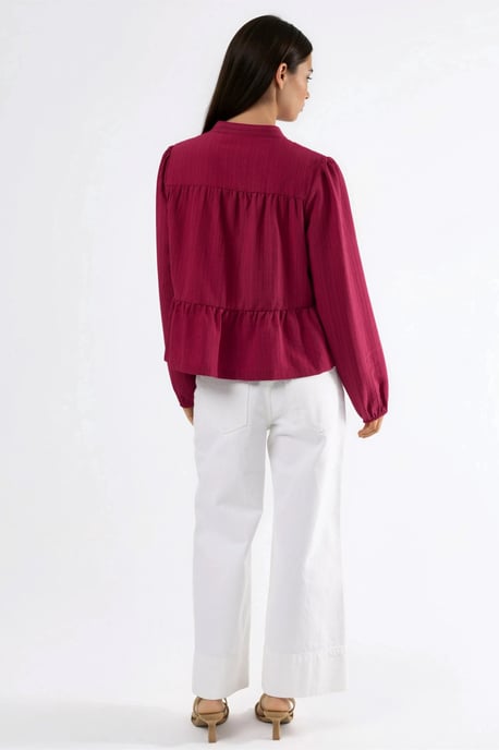 Langemouwen Tippet Kragen Blouse - Image 6