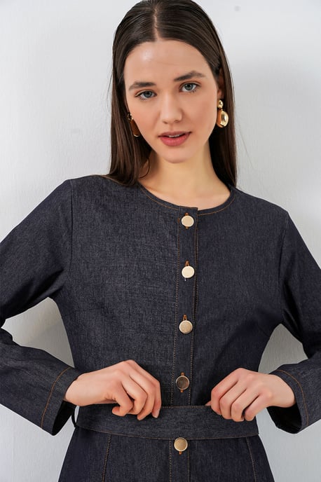 Gestrikte Denim Midi Jurk - Image 2
