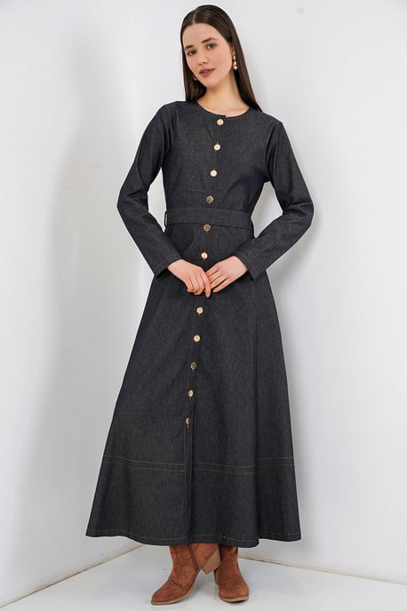 Gestrikte Denim Midi Jurk - Image 3