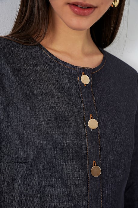 Gestrikte Denim Midi Jurk - Image 5