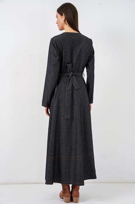 Gestrikte Denim Midi Jurk - Image 6