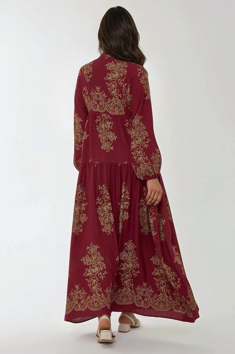 Geprinte Lange Mouwen Viscose Maxi Jurk - Image 4