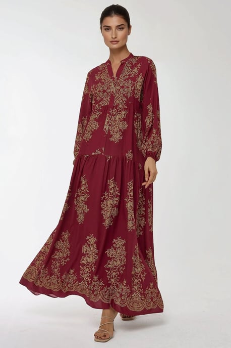 Geprinte Lange Mouwen Viscose Maxi Jurk - Image 5