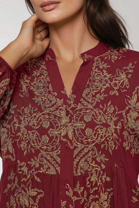 Geprinte Lange Mouwen Viscose Maxi Jurk - Image 6