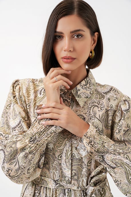 Maxi Shirtjurk met Paisleyprint en Riem - Image 2