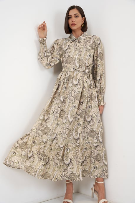 Maxi Shirtjurk met Paisleyprint en Riem - Image 3