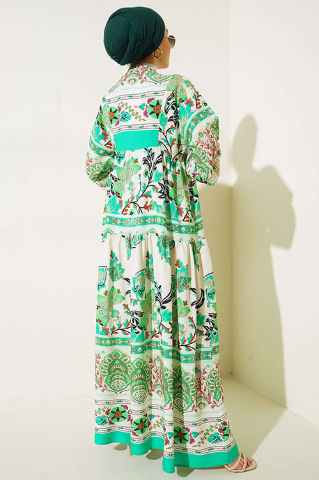 Geprinte V-hals Maxi Jurk - Image 4