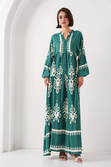 Geprinte V-hals Maxi-jurk - Image 2