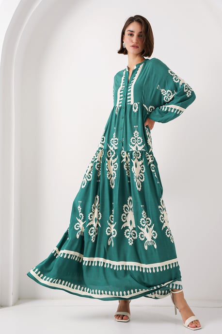 Geprinte V-hals Maxi-jurk - Image 3
