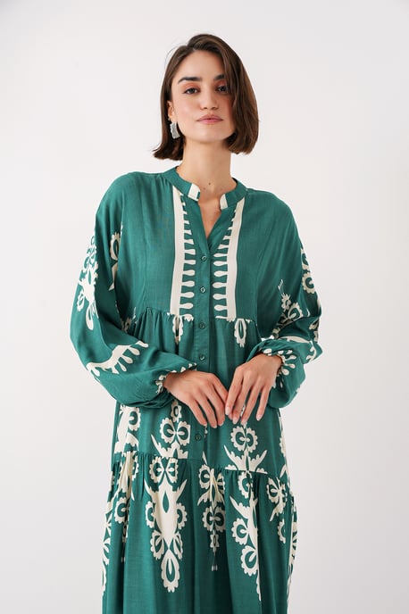 Geprinte V-hals Maxi-jurk - Image 4