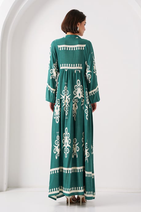 Geprinte V-hals Maxi-jurk - Image 5