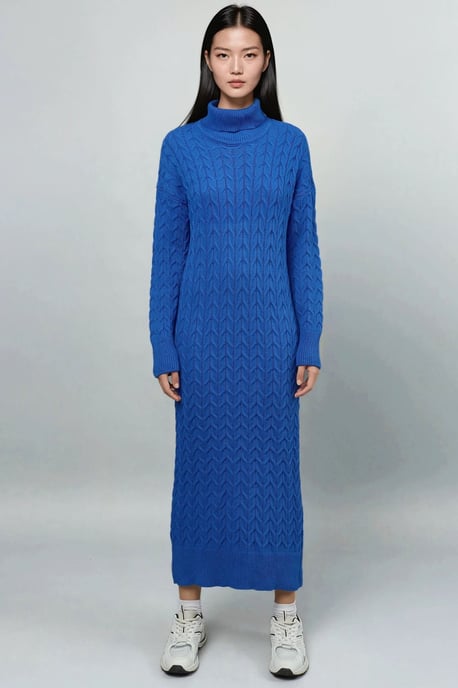 Langsleeve Coltrui Haarvlecht Brei Jurk - Image 5