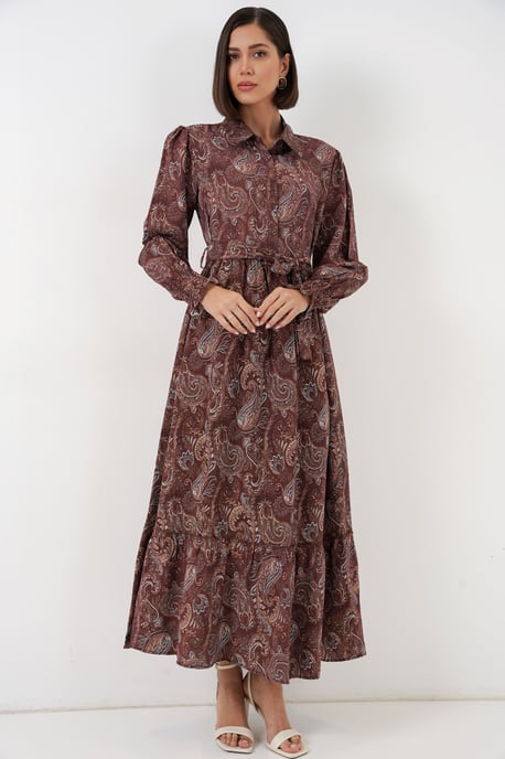 Maxi Overhemdjurk met Paisleyprint en Ceintuur - Image 1