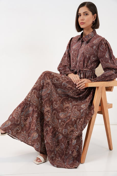 Maxi Overhemdjurk met Paisleyprint en Ceintuur - Image 2